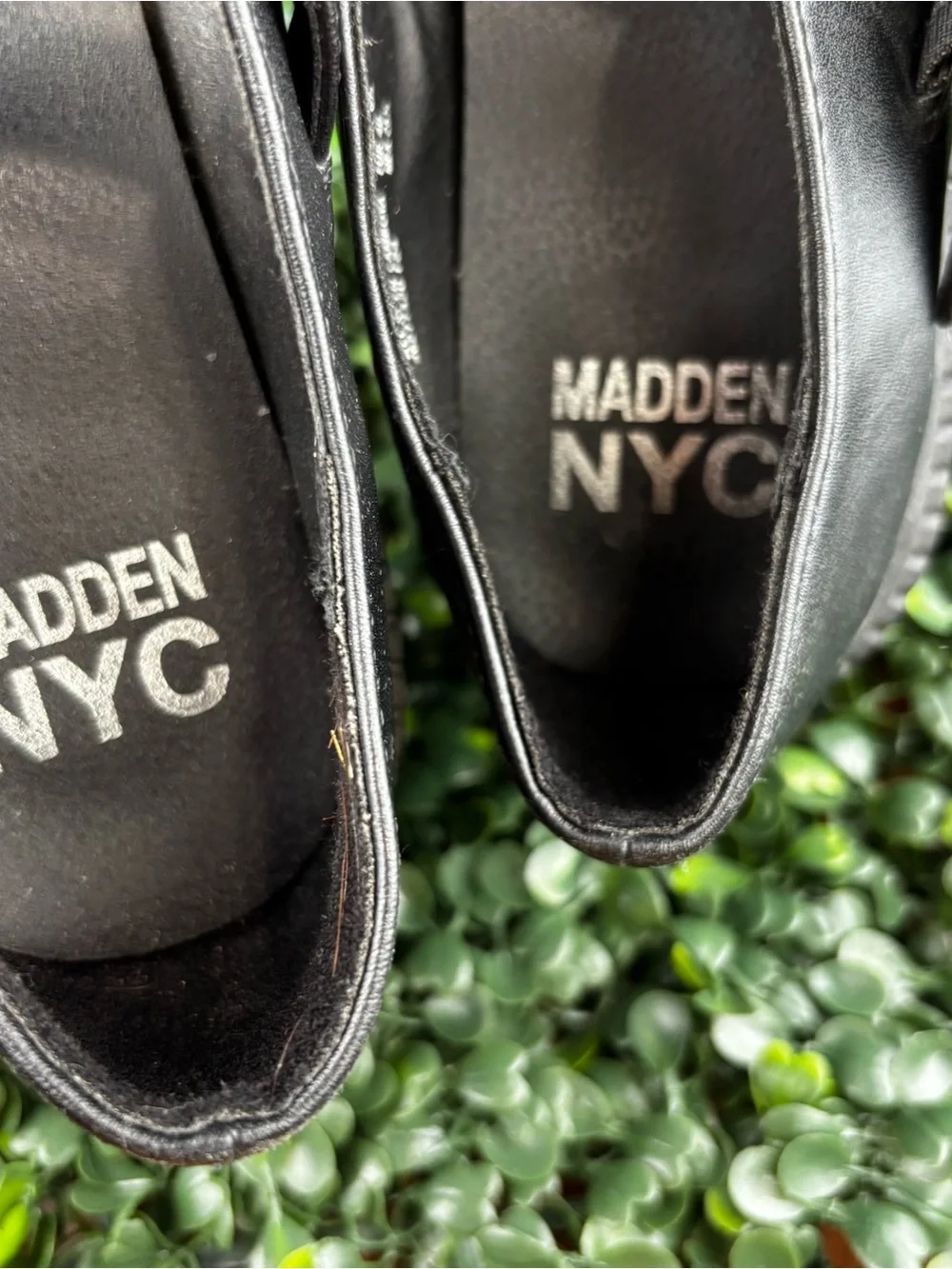 MADDEN NYC Black Leather Mary Jane Loafers with Buckle Strap size 8.5 woman